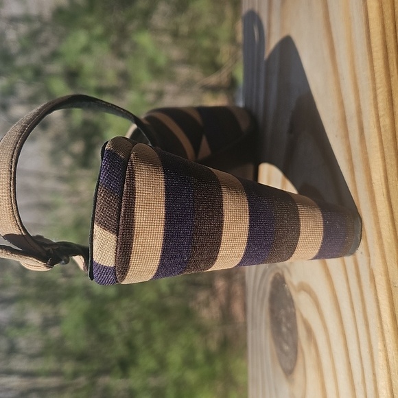 Vintage Miu Miu Striped Calzature Donna Fabric Coated Peep Toe Heels Sz 39 - Picture 5 of 7